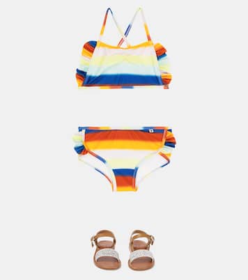 Nanda ruffle-trimmed striped bikini | Molo