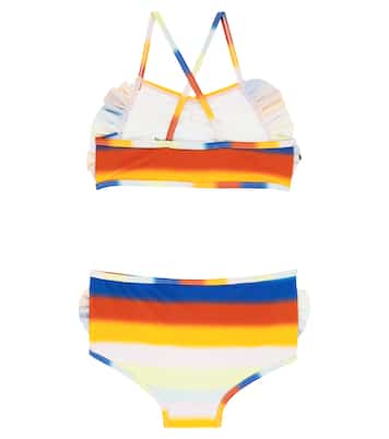 Nanda ruffle-trimmed striped bikini | Molo