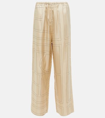 Logo mid-rise silk pants | Toteme