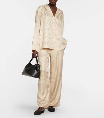Logo mid-rise silk pants | Toteme