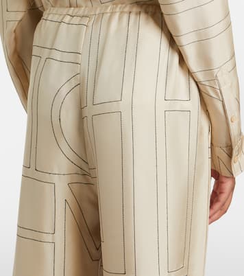 Pantalon à taille mi-haute en soie | Toteme