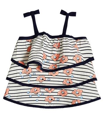 Striped cotton tiered top | Mini Rodini