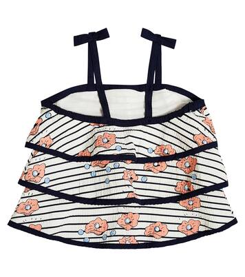 Striped cotton tiered top | Mini Rodini