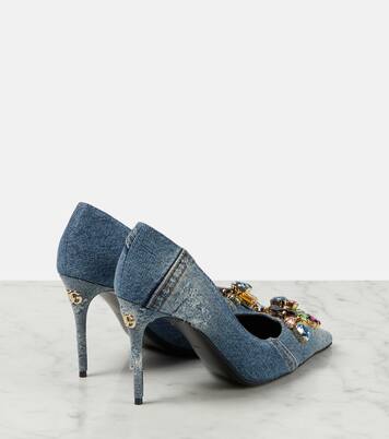Crystal-embellished denim pumps | Dolce&Gabbana
