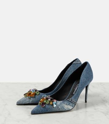 Crystal-embellished denim pumps | Dolce&Gabbana