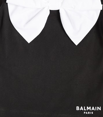 Bow-detail cotton jersey T-shirt | Balmain Kids