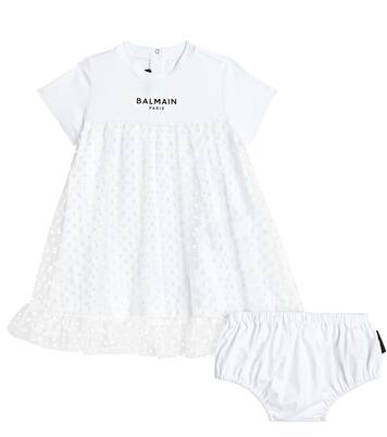 Bébé – Set robe et culotte bloomer en coton | Balmain Kids