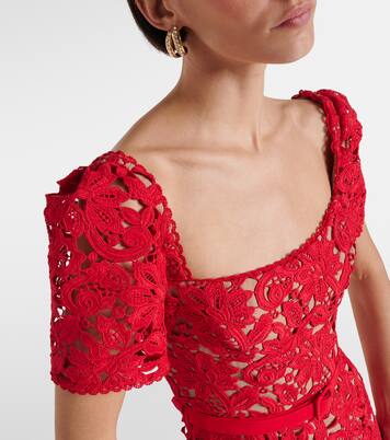 Floral lace midi dress | Self-Portrait