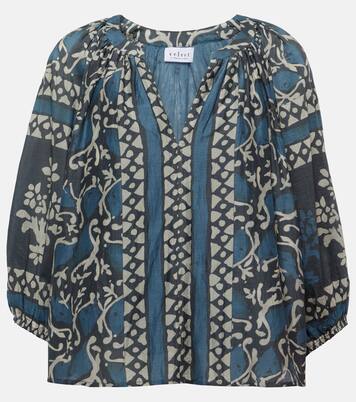Dayana printed cotton and silk blouse  | Velvet