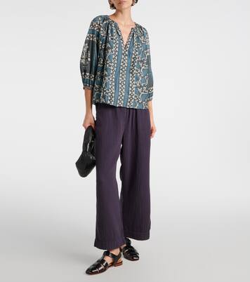 Dayana printed cotton and silk blouse  | Velvet