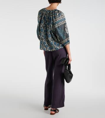 Dayana printed cotton and silk blouse  | Velvet
