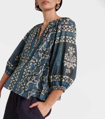 Dayana printed cotton and silk blouse  | Velvet
