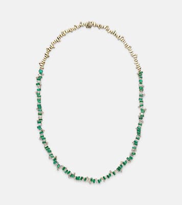 Bold Burst 18kt gold necklace with diamonds and emerald | Suzanne Kalan