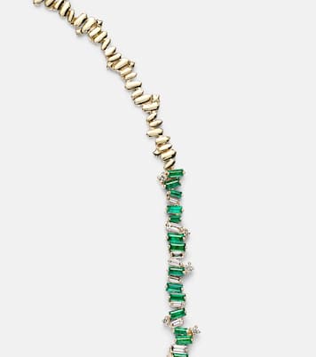 Bold Burst 18kt gold necklace with diamonds and emerald | Suzanne Kalan