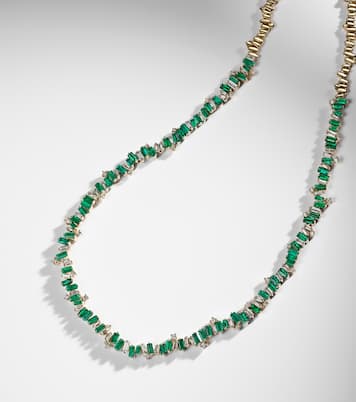 Bold Burst 18kt gold necklace with diamonds and emerald | Suzanne Kalan