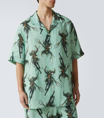 Printed linen bowling shirt | Acne Studios