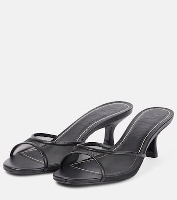 Brigitte 55 leather-trimmed mesh mules | Staud
