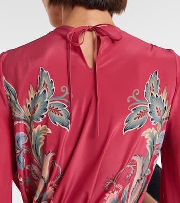 Abito lungo in seta con stampa e cintura | Etro