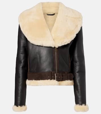 Shearling-trimmed leather jacket | JW Anderson