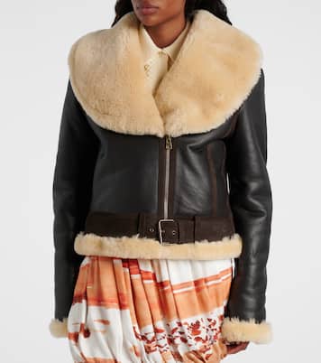 Shearling-trimmed leather jacket | JW Anderson