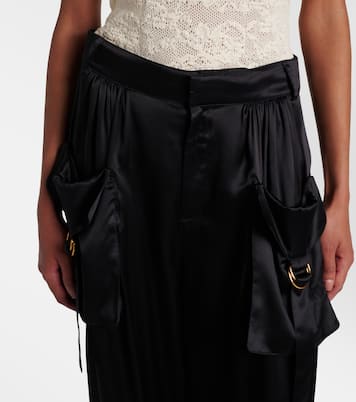 High-rise silk satin cargo pants | Chloé