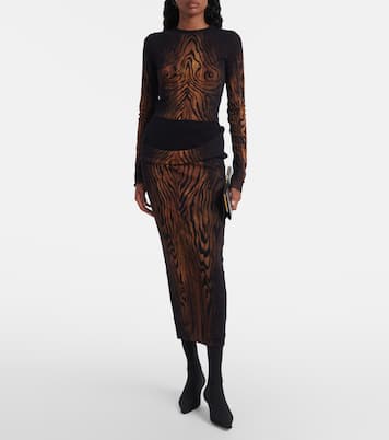 Wood trompe l'œil tulle top | Jean Paul Gaultier