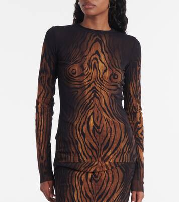 Wood trompe l'œil tulle top | Jean Paul Gaultier