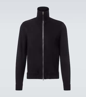 Suede and wool-blend zip-up sweater | Tom Ford