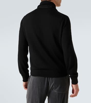 Suede and wool-blend zip-up sweater | Tom Ford