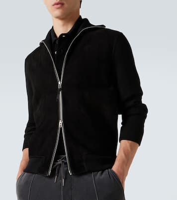 Suede and wool-blend zip-up sweater | Tom Ford
