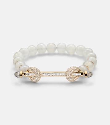 Jonc Chakra en or 18 ct, pierre de lune, diamants et quartz | Ananya