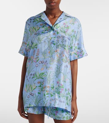 Floral silk satin polo shirt | Gucci