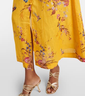Abito midi in lino con stampa floreale | Zimmermann