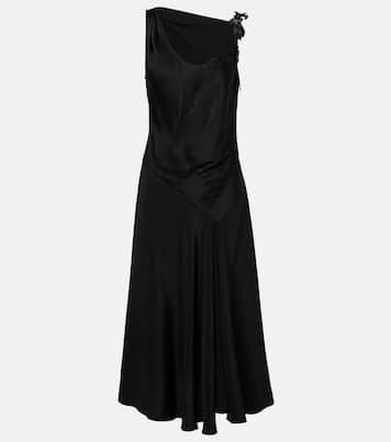 Lace-trimmed crêpe satin midi dress | Victoria Beckham