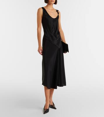 Lace-trimmed crêpe satin midi dress | Victoria Beckham