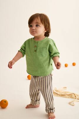 Baby Alder cotton and linen Henley shirt | Cozmo