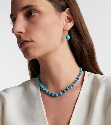 Beaded necklace with turquoises and rubies | Ileana Makri