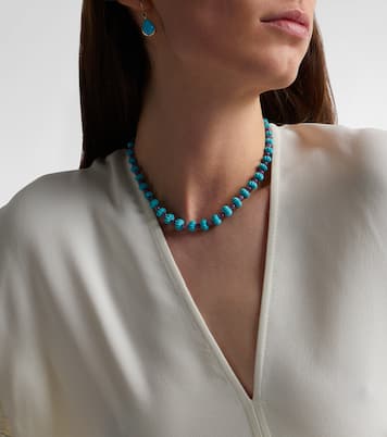 Beaded necklace with turquoises and rubies | Ileana Makri