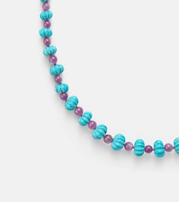 Beaded necklace with turquoises and rubies | Ileana Makri