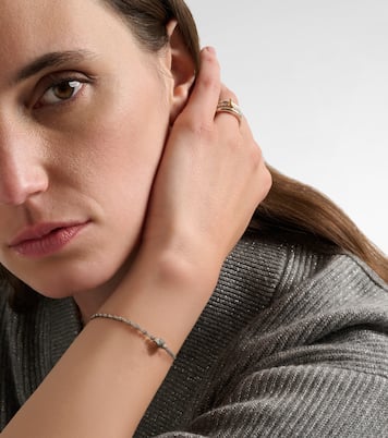 Delicate 14kt white gold bracelet with aquamarine and pearls | Stone and Strand