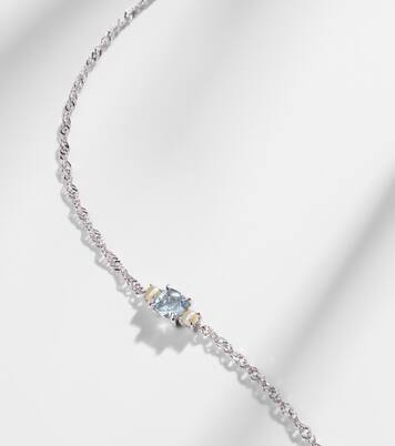 Delicate 14kt white gold bracelet with aquamarine and pearls | Stone and Strand