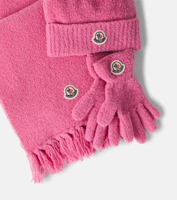 울 블렌드 비니 스카프 장갑 세트 | Moncler Enfant