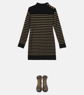 Buckled leather lace-up boots | Balmain Kids