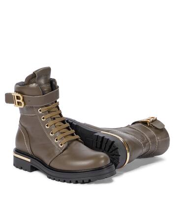Buckled leather lace-up boots | Balmain Kids