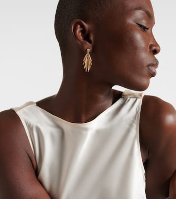 Grass Sunshine Drop 18kt gold earrings with diamonds | Ileana Makri