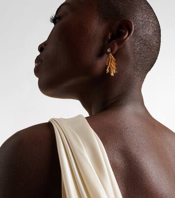 Grass Sunshine Drop 18kt gold earrings with diamonds | Ileana Makri