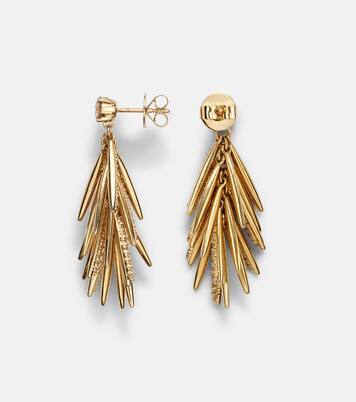 Grass Sunshine Drop 18kt gold earrings with diamonds | Ileana Makri