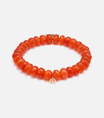 Daisy 14kt gold and carnelian beaded bracelet | Sydney Evan