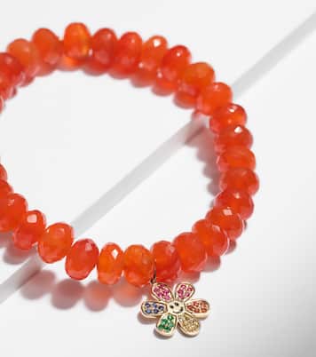 Daisy 14kt gold and carnelian beaded bracelet | Sydney Evan