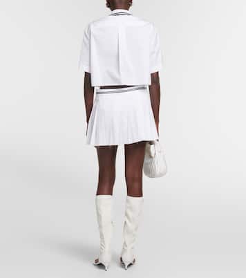 Minifalda de algodón plisada con logo | Miu Miu